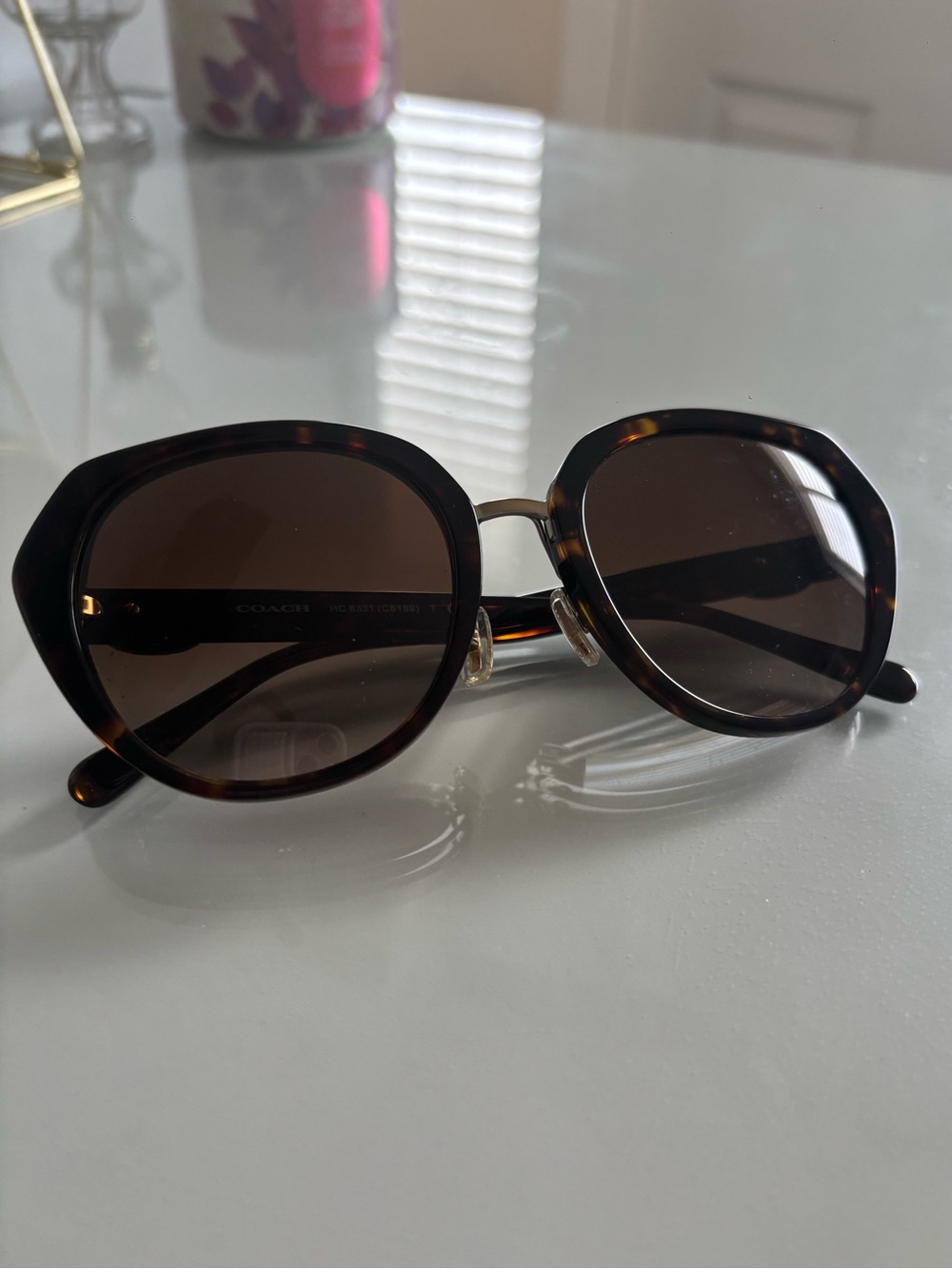 Coach Tortoiseshell Frame Sunglasses with Brown Lenses